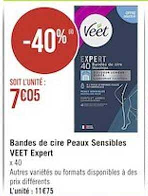 bandes de cire peaux sensibles veet expert