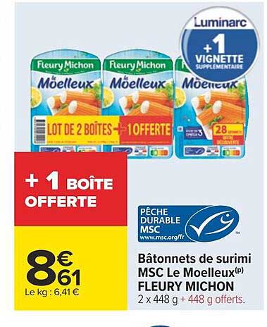 bâtonnets de surimi msc le moelleux fleury michon