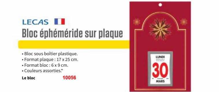 Bloc éphéméride Sur Plaque Lecas