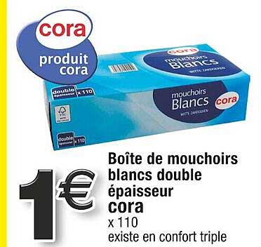 Boîte De Mouchoirs Blancs Double épaisseur Cora