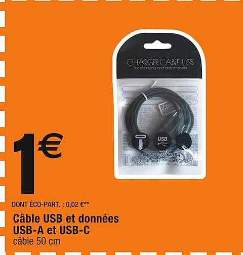 câble usb et données usb-a et usb-c