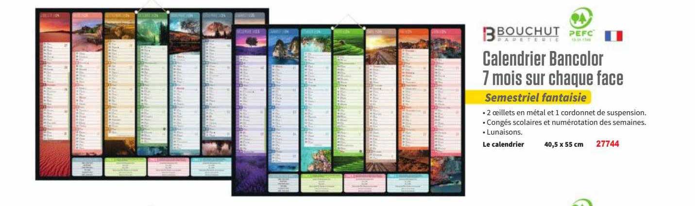 calendrier bancolor 7 mois sur chaque face bouchut