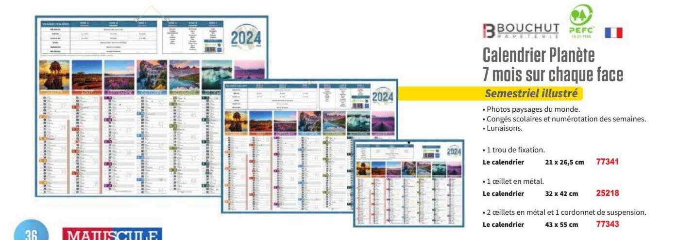 calendrier planète 7 mois sur chaque face bouchot