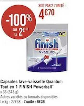 capsules lave-vaisselle quantum tout en 1 finish powerball