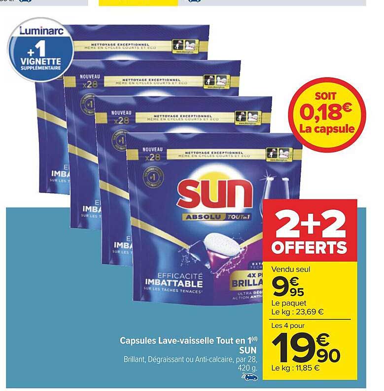 capsules lave-vaisselle tout en 1 sun