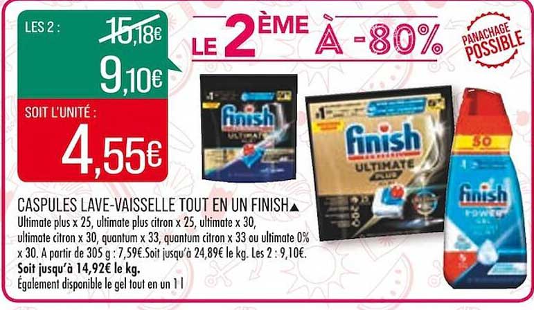 capsules lave-vaisselle tout en un finish
