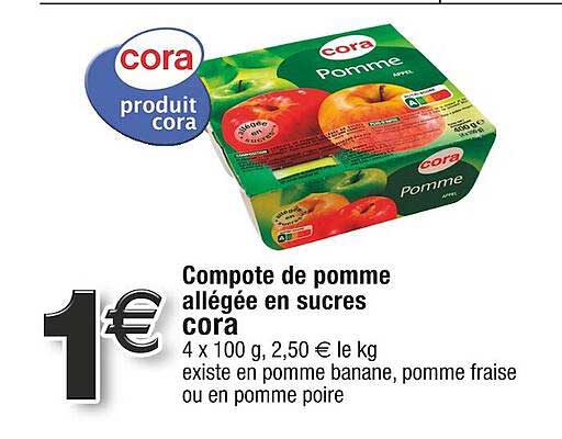 Compote De Pomme Allégée En Sucres Cora