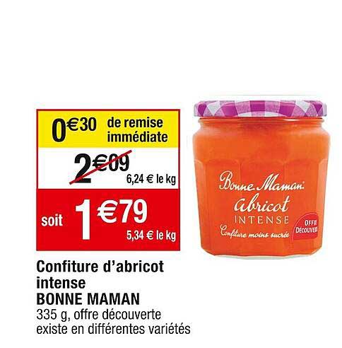 confiture d'abricot intense bonne maman