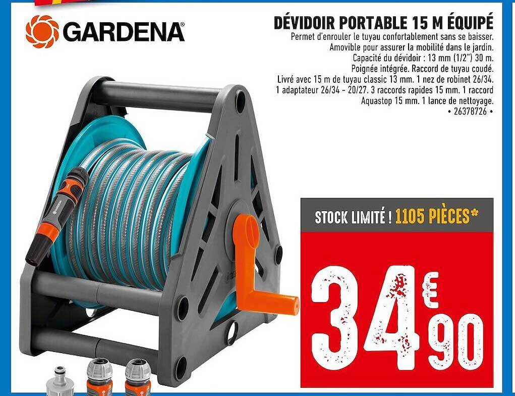 dévidoir portable 15m équipé gardena