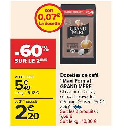 dosettes de café "maxi format" grand mère