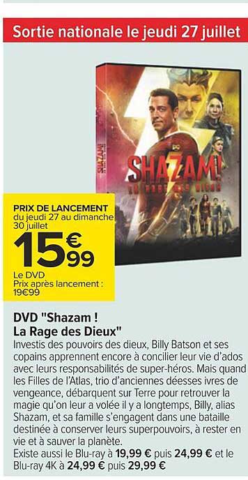 dvd "shazam ! la rage des dieux"