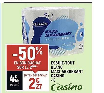 essuie-tout blanc maxi-absorbant casino