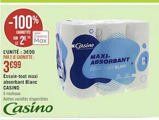 essuie-tout maxi absorbant blanc casino