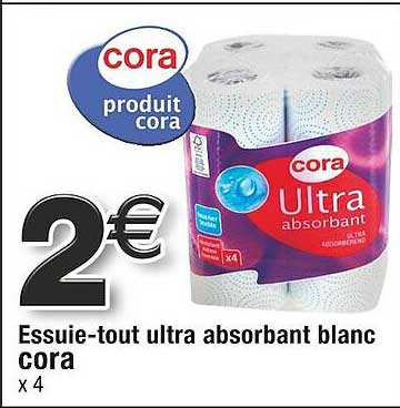 essuie-tout ultra absorbant blanc cora