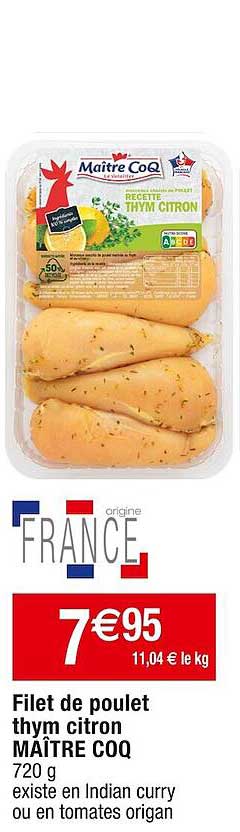 Filet De Poulet Thym Citron Maître Coq