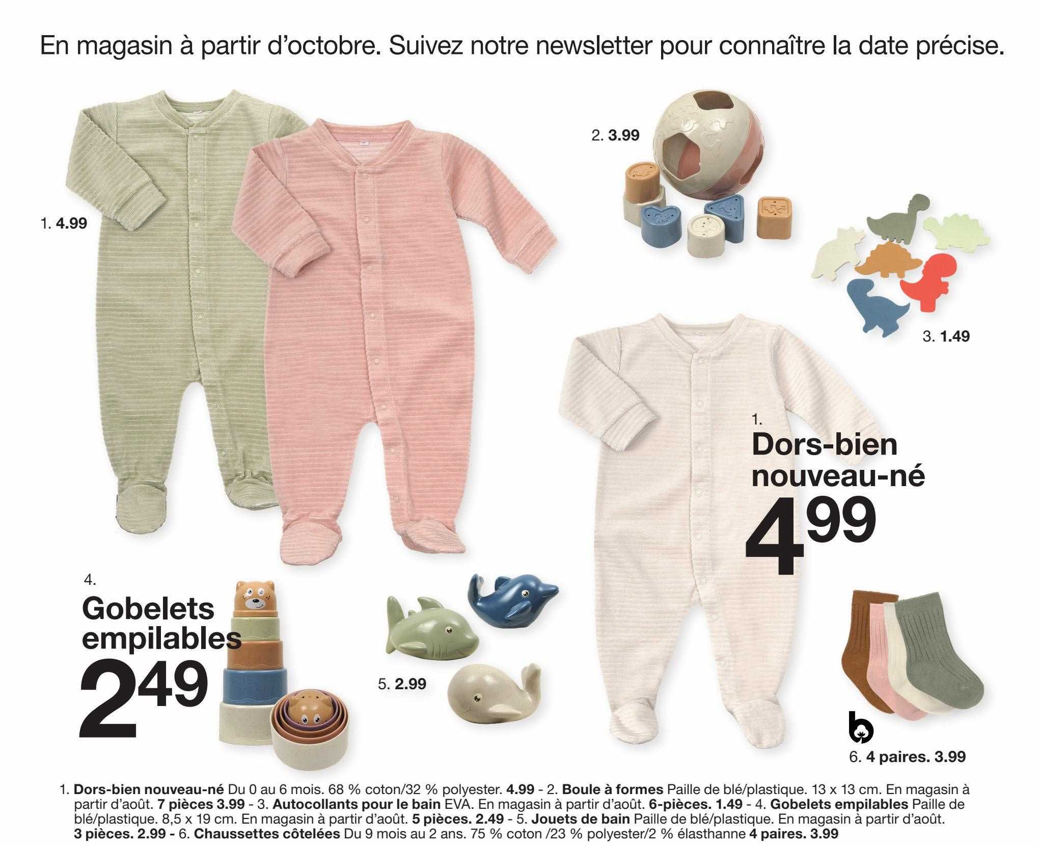 gobelets empilables, dors-bien nouveau-né