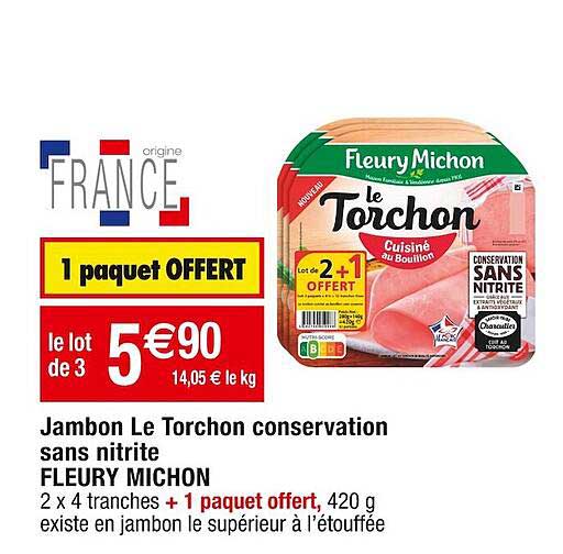 jambon le torchon conservation sans nitrite fleury michon