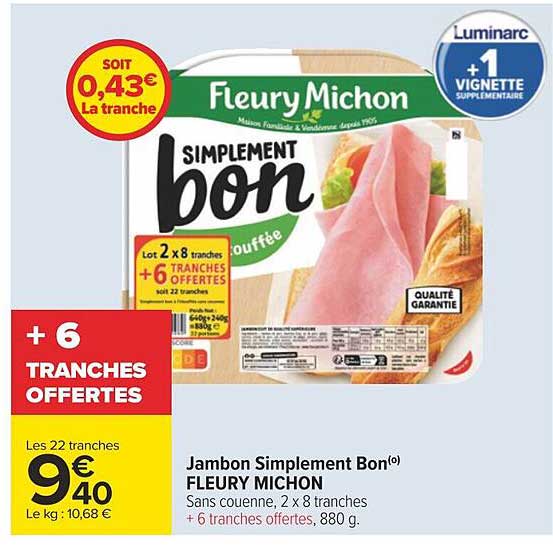 Jambon Simplement Bon Fleury Michon