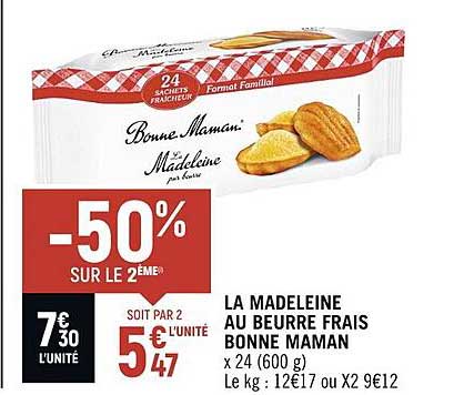 la madeleine au beurre frais bonne maman
