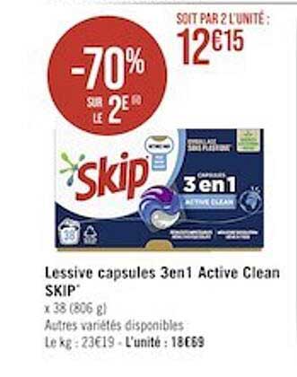 Lessive Capsules 3 En 1 Active Clean Skip