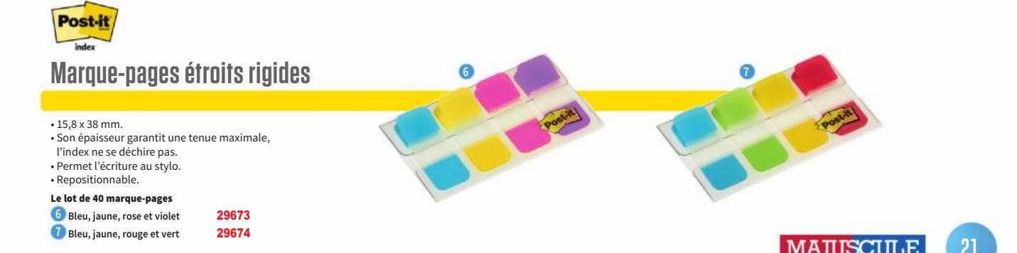 marque-pages étroits rigides post-it