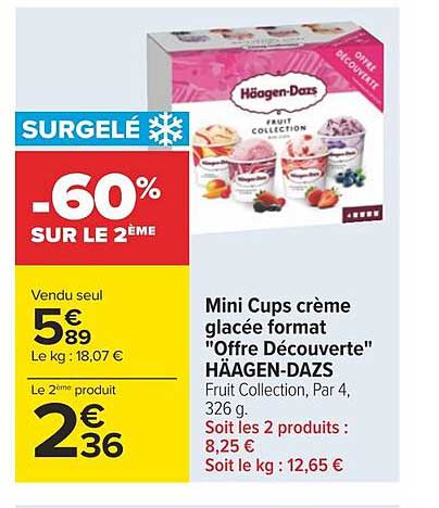 mini cups crème glacée format "offre découverte" häagen-dazs