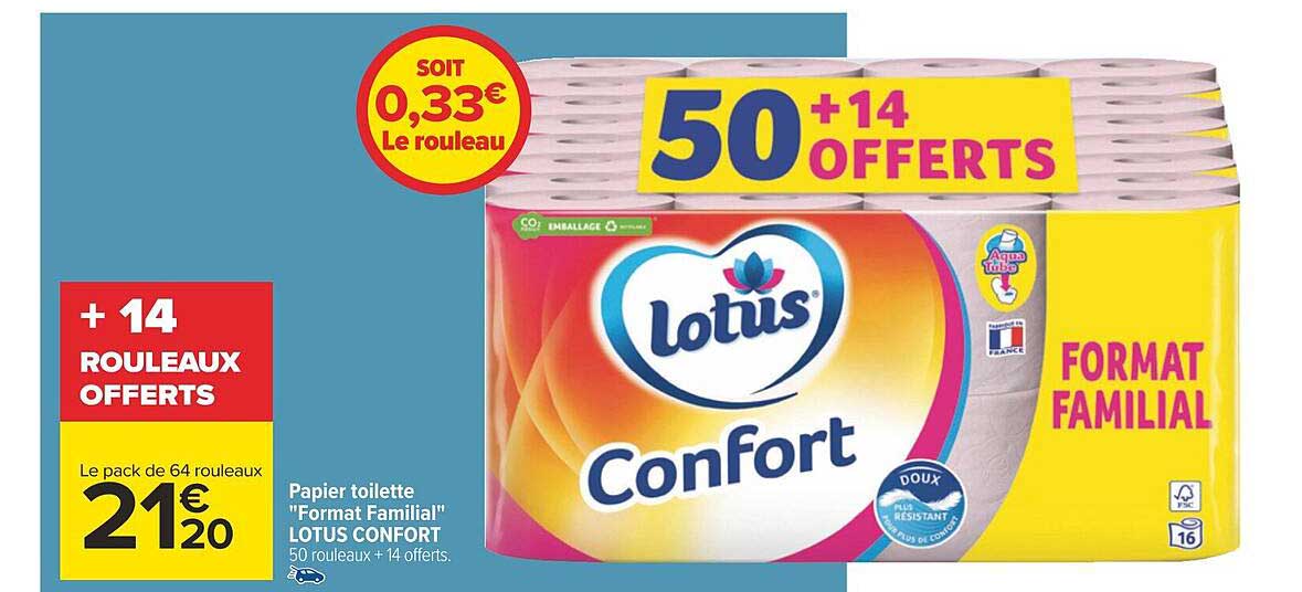 papier toilette "format familial" lotus confort