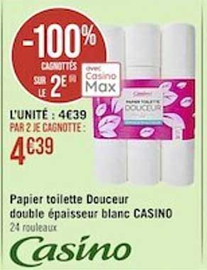 Papier Toilette Douceur Double épaisseur Blanc Casino