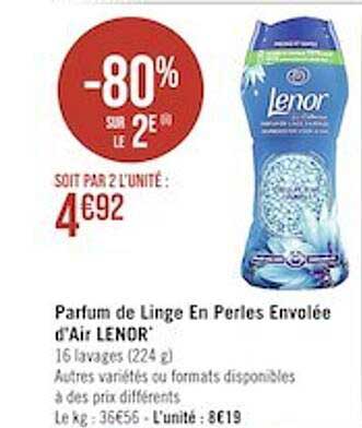 parfum de linge en perles envolée d'air lenor