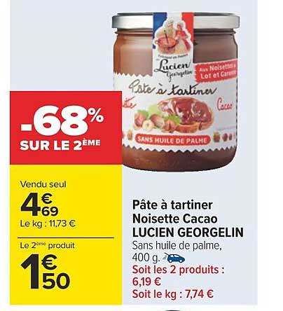 pâte à tartiner noisette cacao lucien gerogelin