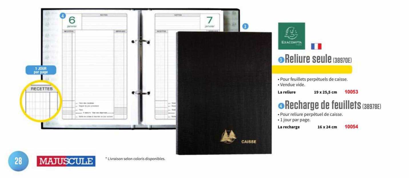 reliure seule exacompta, recharge de feuillets exacompta