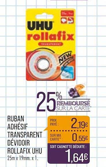Ruban Adhésif Transparent Dévidoir Rollafix Uhu