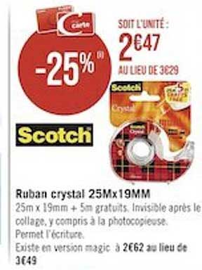 ruban crystal 25m x 19mm scotch