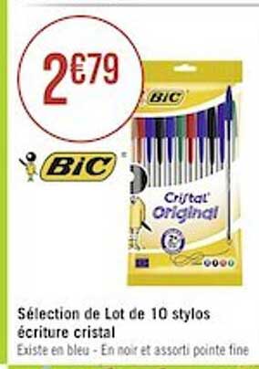 Sélection De Lot De 10 Stylos écriture Cristal Bic
