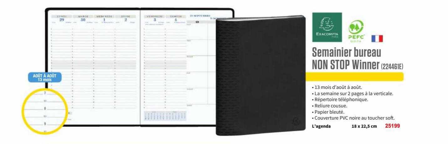 semainier bureau non stop winner exacompta
