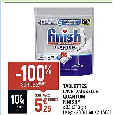 tablettes lave-vaisselle quantum finish