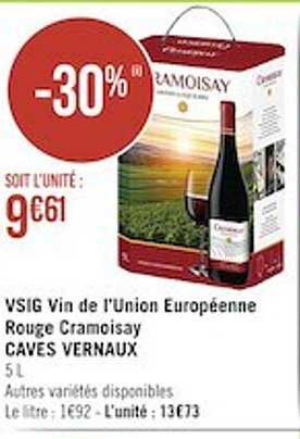 vsig vin de l'union européenne rouge cramoisay caves vernaux