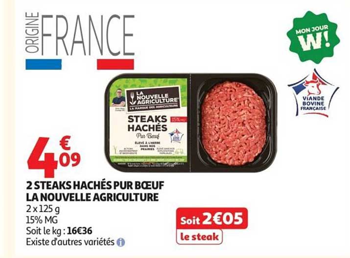 2 STEAKS HACHÉS PUR BŒUF LA NOUVELLE AGRICULTURE