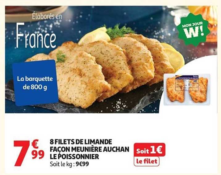 8 FILETS DE LIMANDE FAÇON MEUNIÈRE AUCHAN LE POISSONNIER