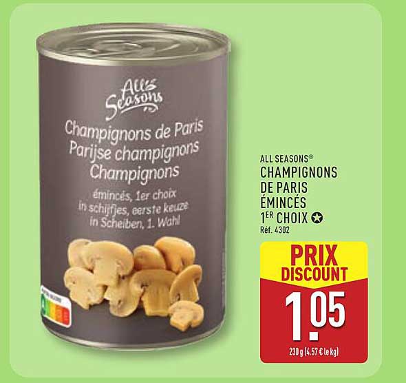 ALL SEASONS Champignons de Paris ÉMINCÉS