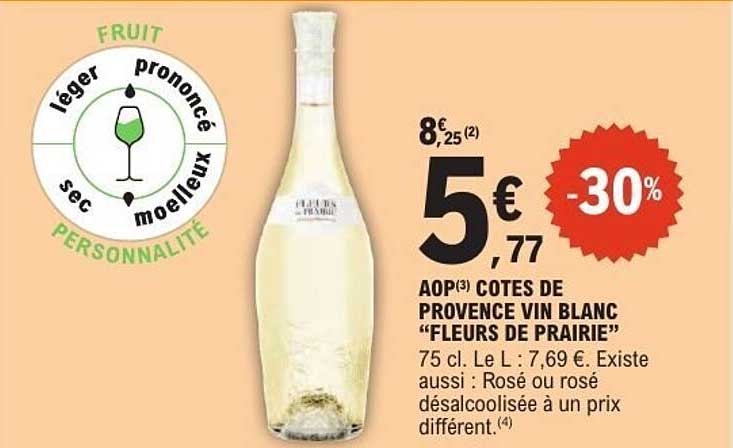 AO COTES DE PROVENCE VIN BLANC “FLEURS DE PRAIRIE”