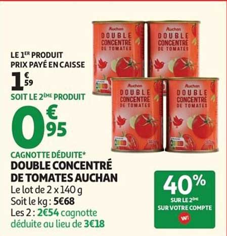 Auchan Double concentré de tomates