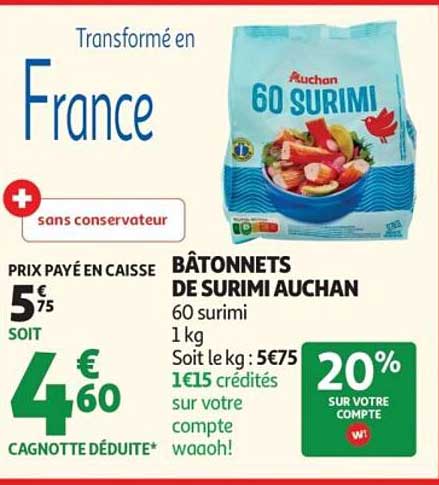 BÂTONNETS DE SURIMI AUCHAN