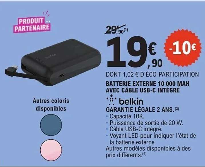 belkin Batterie externe 10 000 mAh