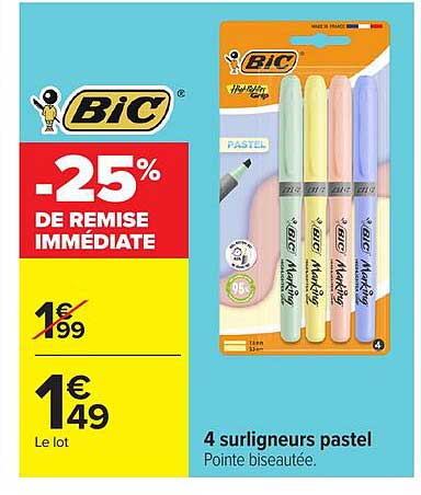 BIC 4 surligneurs pastel