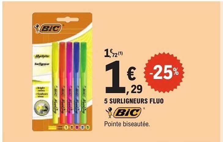 BIC 5 Surligneurs Fluo