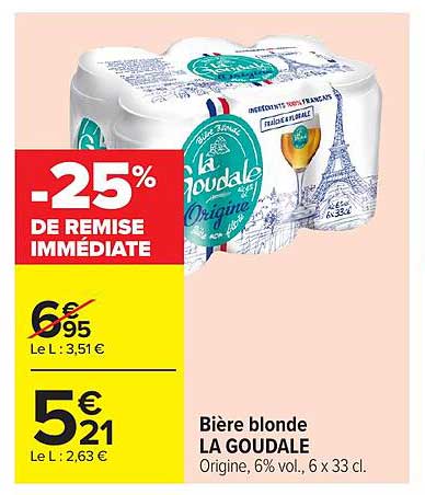 Bière blonde LA GOUDALE Origine