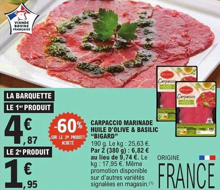 BIGARD Carpaccio marinade huile d'olive & basilic