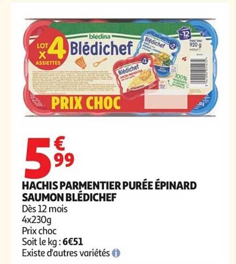Blédichef Hachis Parmentier Purée Épinard Saumon