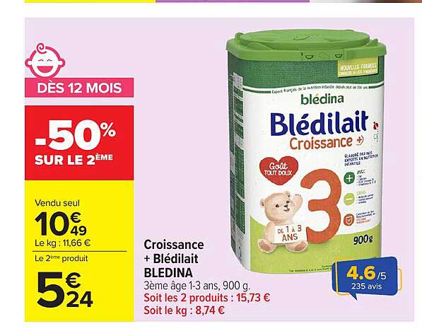 Blédina Blédilait Croissance +